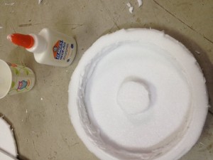 Foam core circles for casting a base.