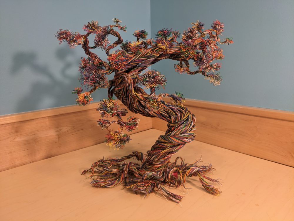 Bonsai Tree created by twisting together scrap telephone cable